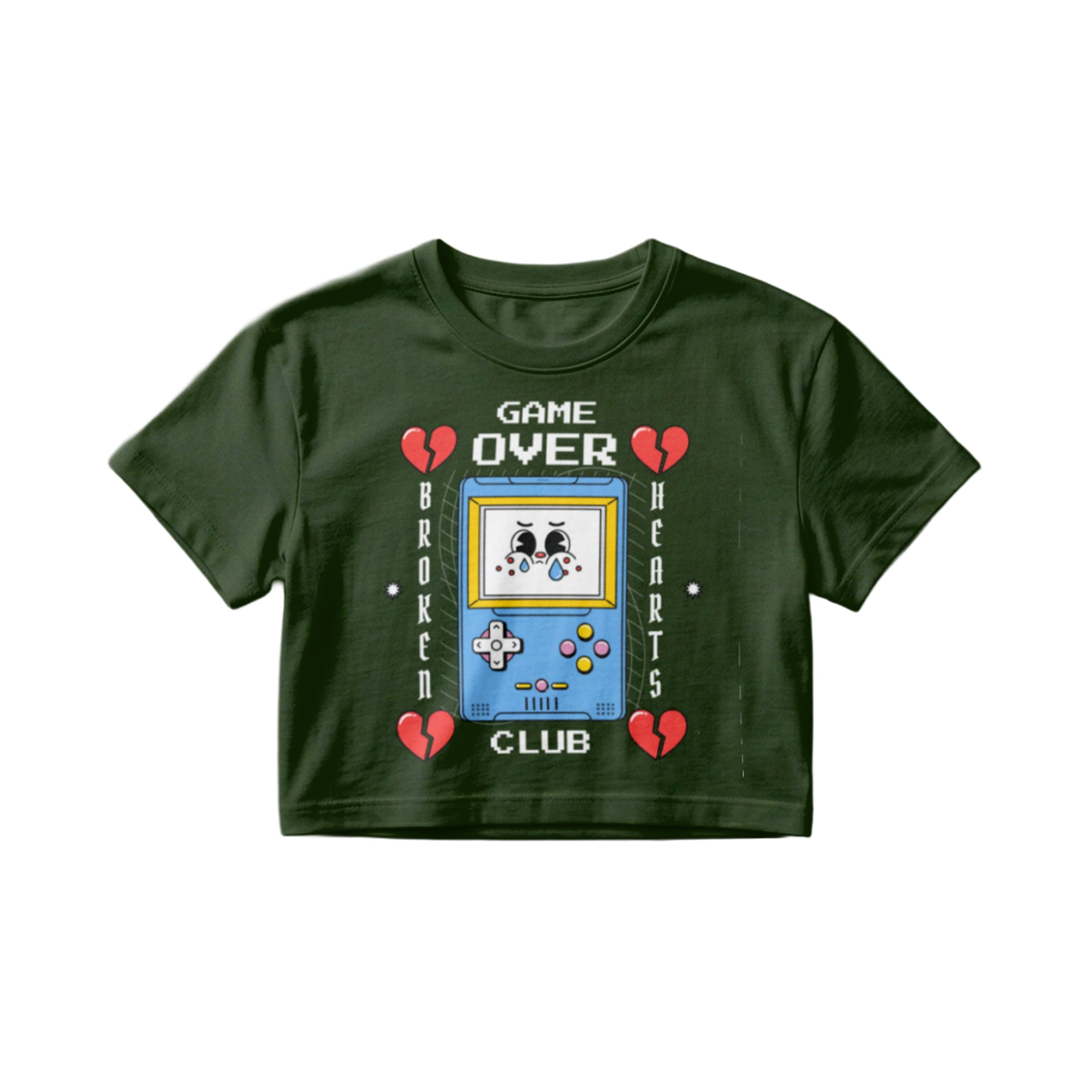 Crop Top 'Game Over Broken Hearts Club' | Estilo Retro Gaming