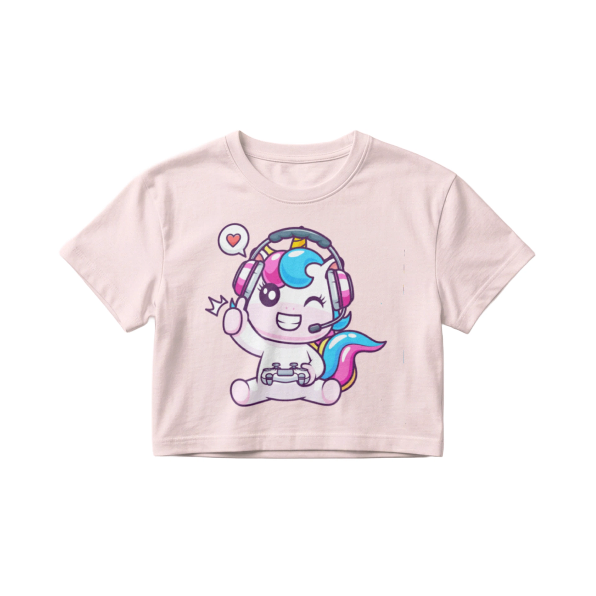 Crop Top Unicornio Gamer Kawaii | Playera Corta Mágica para Chicas