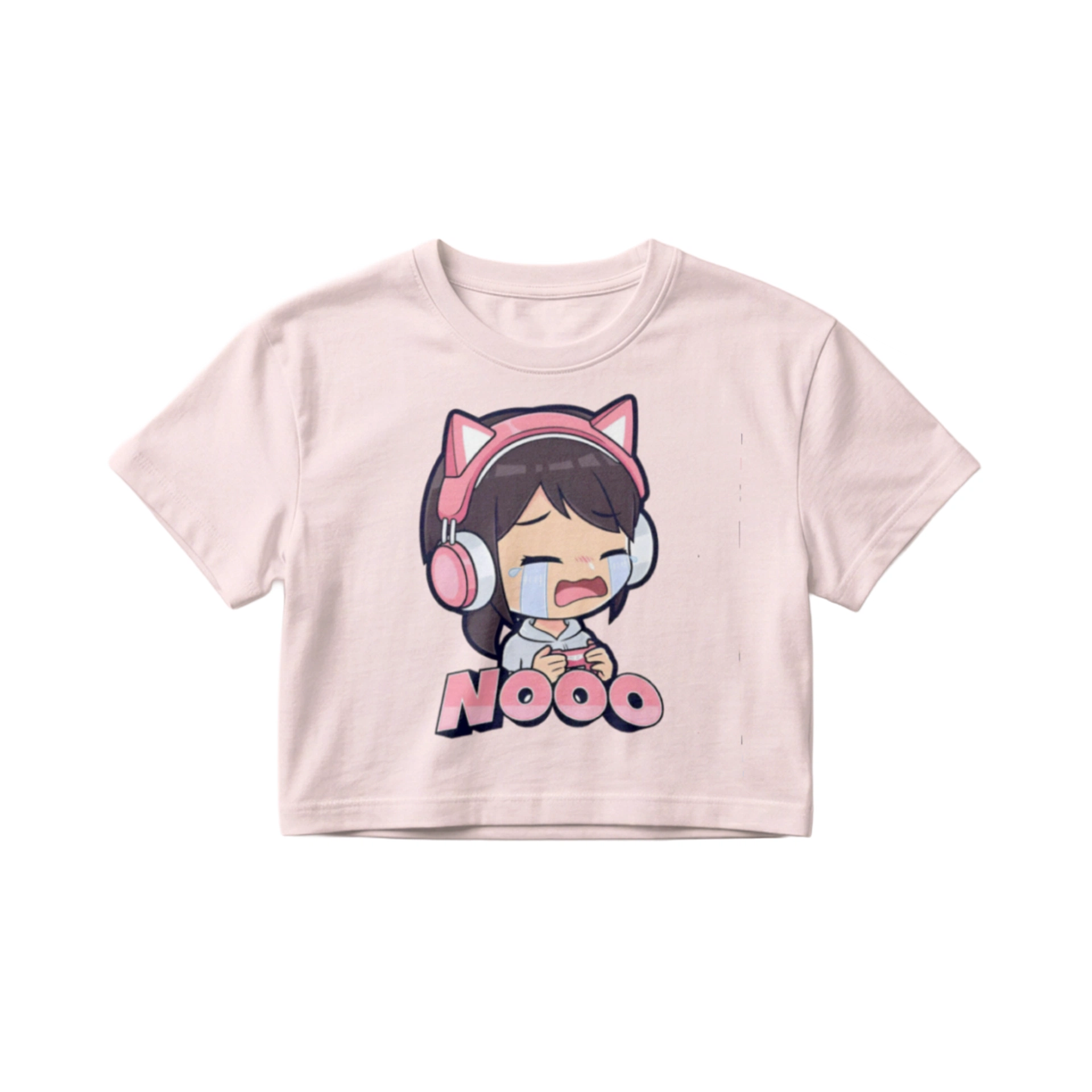 Crop Top Gamer Chibi NOOO | Camiseta Corta Anime Frustración