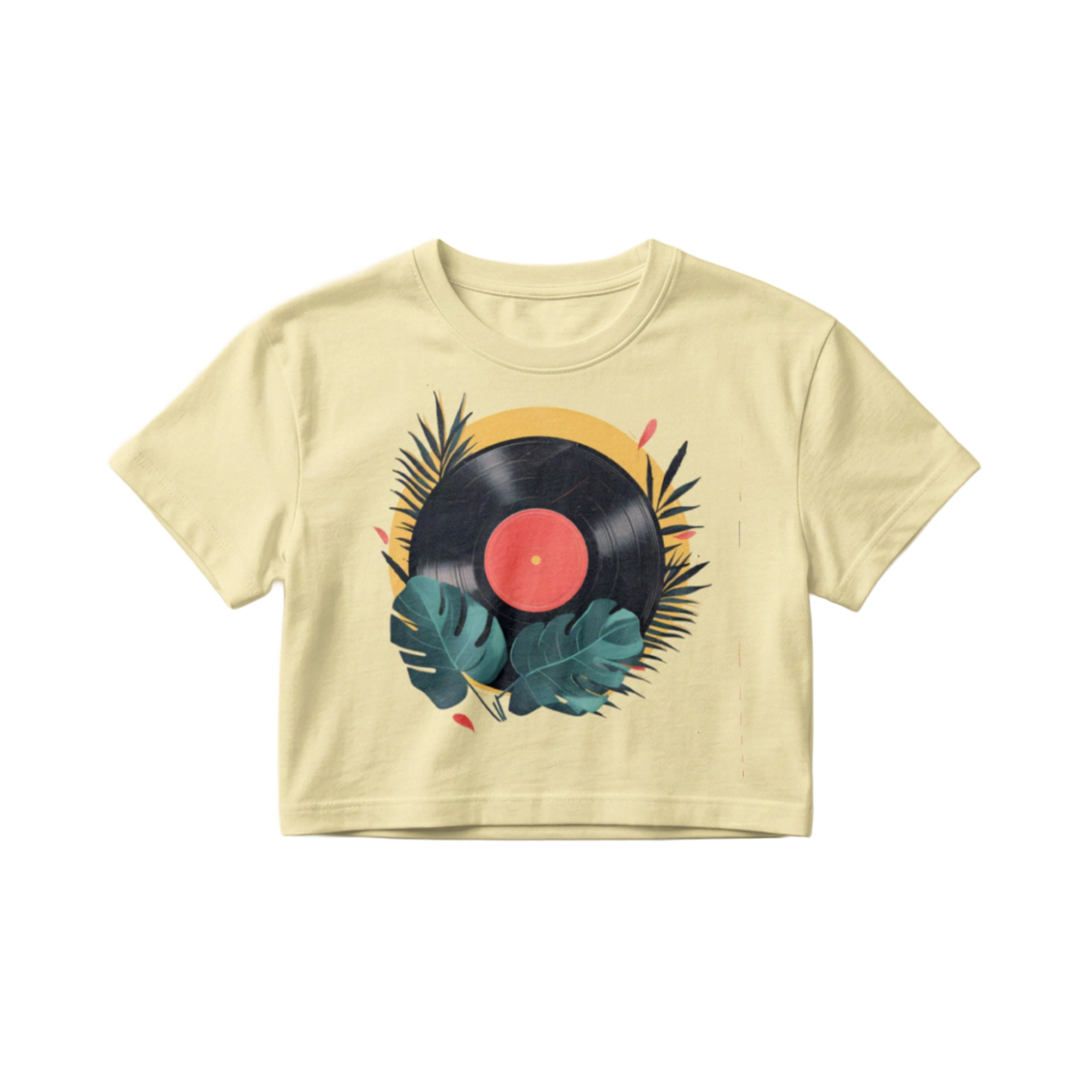 Crop Top Disco Vinilo Tropical Retro | Estilo Música Verano Mujer