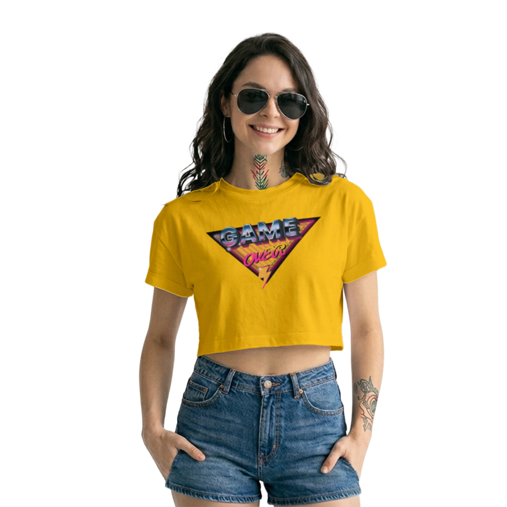 Crop Top 'Game Over' Retro 80s/90s - Estilo Gamer Vintage Mujer