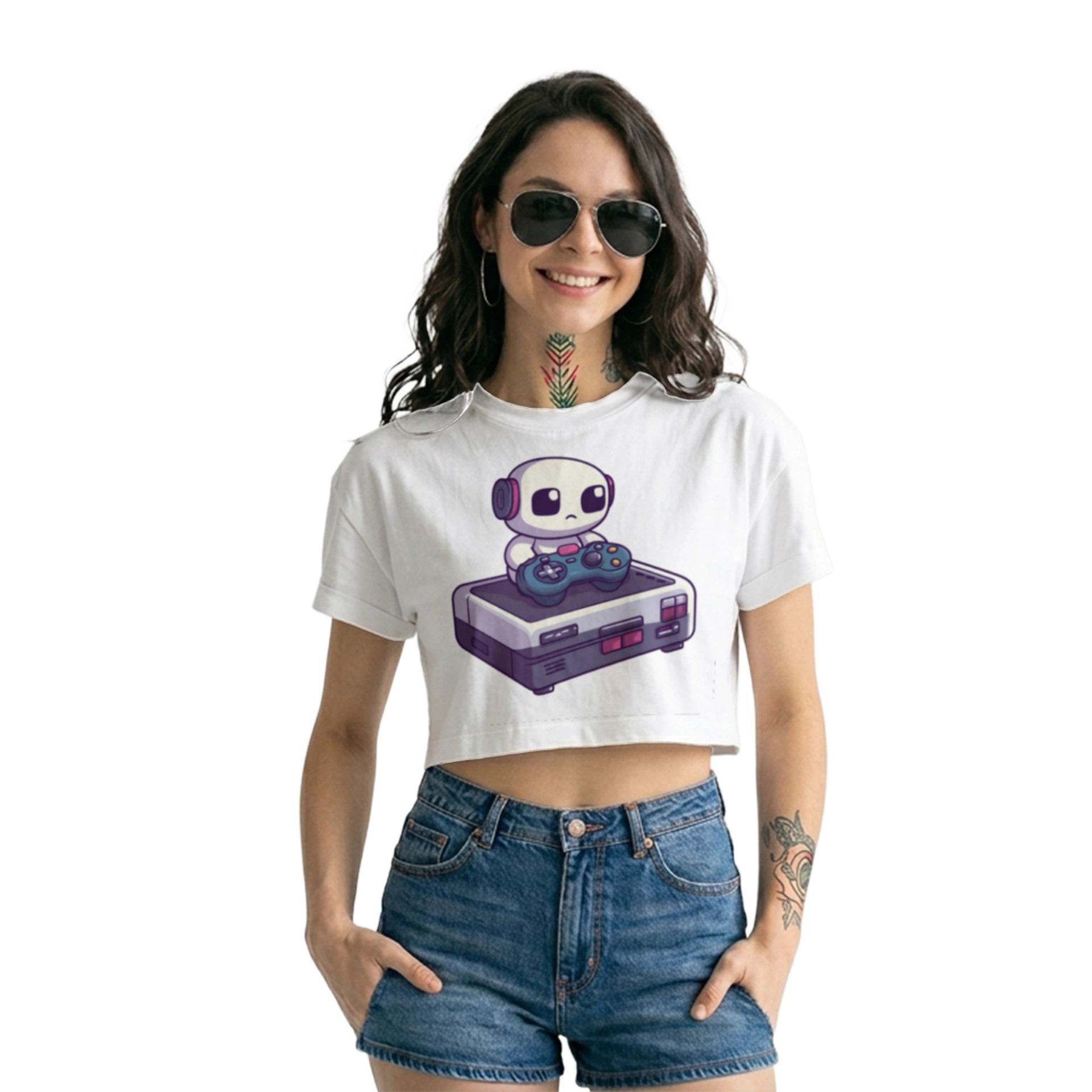 Crop Top Gamer Retro Consola para Mujer | Diseño Lindo Videojuegos